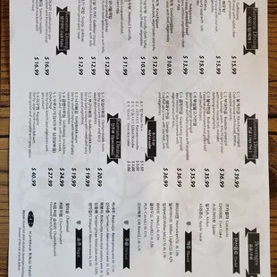 the menu of the restaurant