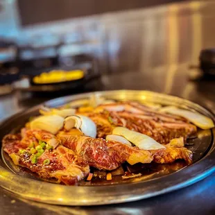 a plate of food on a kitchen counter