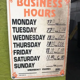 business hours