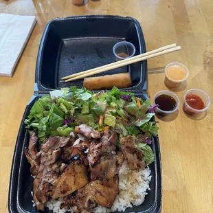 Today Special: Chicken, half rice/half salad, egg roll &amp; drink!