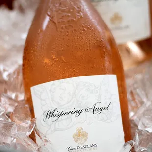 a close up of a bottle of wine