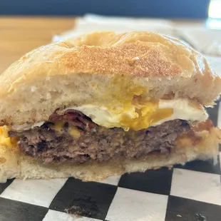 Sunrise Burger cut in half