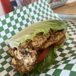 Chicken burger with lettuce wrap