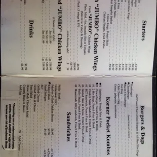 menu