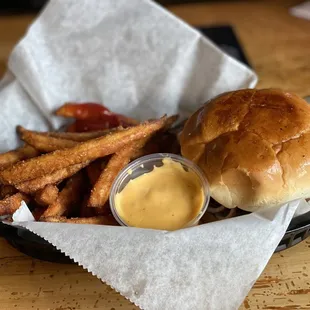 Chorizo Burger with Crack pepper fries