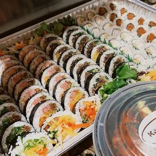 Korner's kimbob and sushi rolls. Catering was very beautiful, and so yummy!
