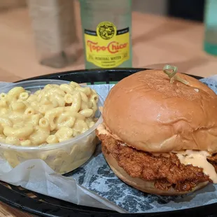 Hot &quot;chicken&quot; sandwich with mac