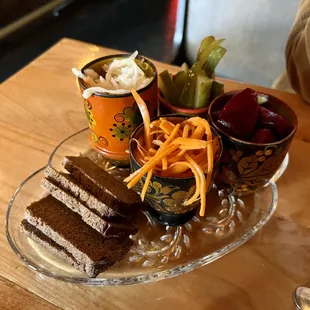 Pickled plate! Note the cool wooden bowls.