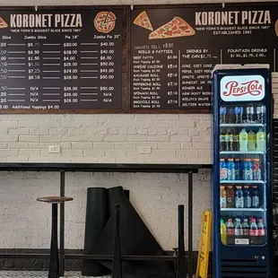 a large menu on the wall
