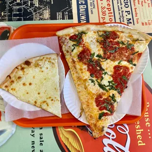 Regular Slice (White Pizza) and Jumbo Slice (Margherita Pizza) - Koronet Pizza