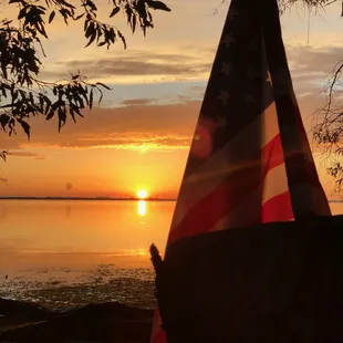 Sunset over river at Korth's