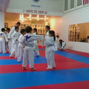 juniors class, both instructors are teaching step sparring
