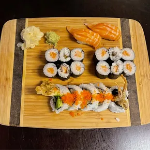 Sake Nigiri, Sake Maki Roll, and Spider Roll
