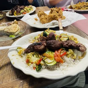Lamb lamb, chicken, beef kabob combo Legs &amp; Thighs