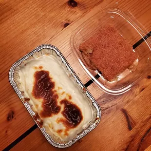 Oven-baked rice pudding (left) and basboosa (right)