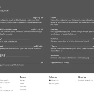 Website menu