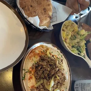 Meat-Beef Hummus and Pita, sooo good!!!!!