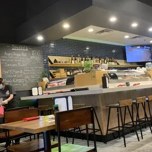 interior, sushi and sashimi