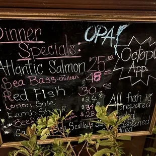 Todays specials (fish delivered ev 48hrs)