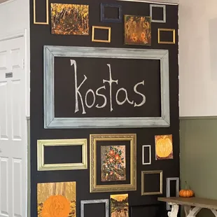 a chalkboard with the word kostas written on it