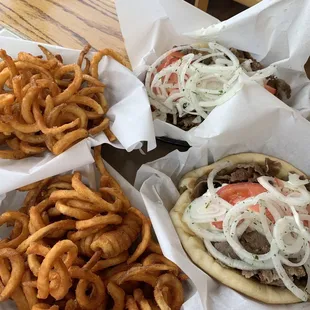 Two gyro combos with fries