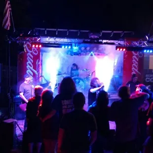 a band performing at a concert