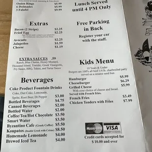 Menu Back Page