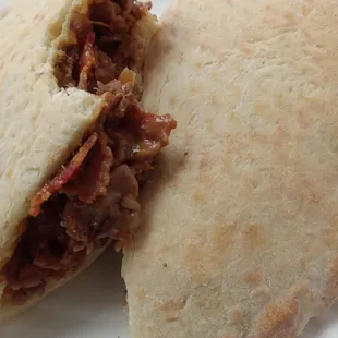 BBQ bacon steak and cheese pita pocket