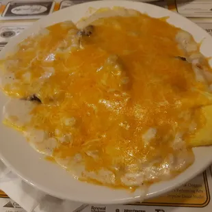 a plate of omelet and cheese