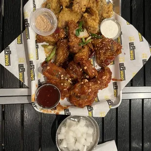 chicken wings and fried chicken, food