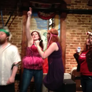 a group of people singing