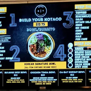 The customization menu with preselected bowl choices across the bottom.