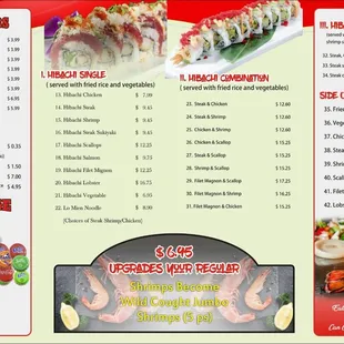 a menu for a sushi restaurant