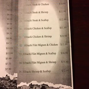 a menu for a restaurant on a table