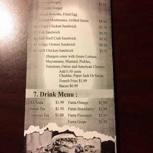 a menu for a restaurant on a table