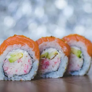 three sushi rolls