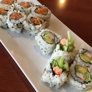 Spicy salmon(top) and california roll