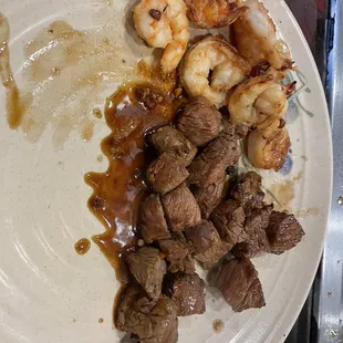 Filet &amp; shrimp (veggies &amp; noodles came after)