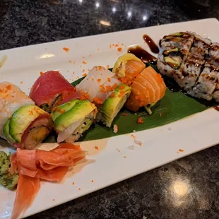Rainbow roll and eel avocado roll