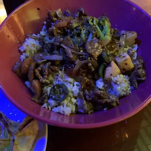 Beef rice and vegetables
