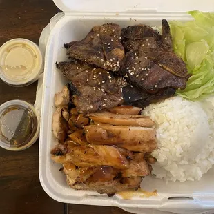 Teriyaki chicken and beef short ribs combo