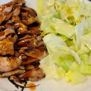 Chicken teriyaki with salad instead of rice