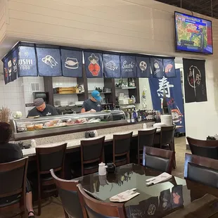 interior, sushi and sashimi