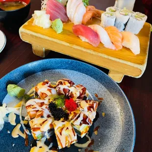 Crazy Angel roll and sushi sashimi lunch special