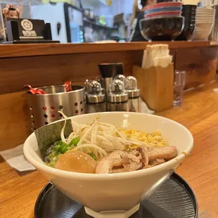 a bowl of ramen with noodles