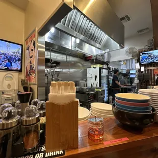 the kitchen of a restaurant