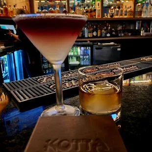 a cocktail in a martini glass