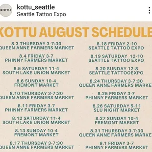 From Kottu&apos;s IG, for August 2023 to Sept 1st. (7/13/23)