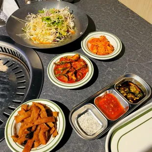 Side dishes and sauces tray