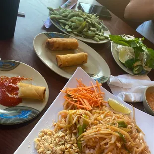 a variety of asian food